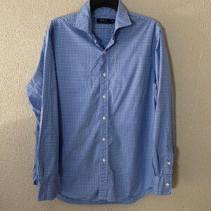 Men’s Polo Ralph Lauren Button Down Plaid Dress Shirt, Large, Blue